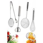 Tilbe Home Kızartma Yağ Maşası Süzgeç Çelik Çırpıcı Mikser Lüx Servis Seti