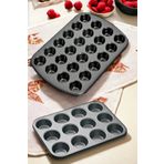 Tilbe Home Muffin Kalıbı 24'lü Mini + 12'li Büyük Cupcake Kek Kapsülü Yanmaz Yapışmaz Baking Pan Fırın Kalıbı
