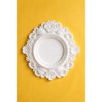 Tilekey Seramik Taş Tozu Rokoko Nostaljik Kabartmalı Dekor Çerçeve - İç Çap: 7 cm Dış Ölçü: 15x14 cm