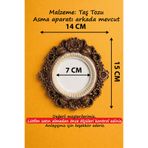 Tilekey Seramik Vintage Eskitme Görünümlü Dekoratif Çerçeve – Taş Tozu El Yapımı Kahve Tonlu Çiçek Motifli Yuvarlak - İç Çap: 7 cm Dış Ölçü: 15x14 cm