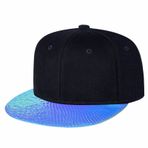 tilgomedal Erkekler için Snapback Şapkalar Kafatası Nakış Ayarlanabilir Katı Düz Bill Şapka Unisex Beyzbol Şapkaları, Bk Crown Blue Bill, L-XL