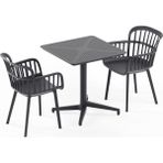 Tilia 2 Kişilik Polipropilen Masa Takımı Antrasit (Moon Katlanır Masa 70X70 cm + Eva-P Kollu Sandalye) - Bahçe, Balkon, Teras, Veranda, Havuz Başı, Dış Mekan, Kafe, Restoran, Otel İçin