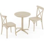 Tilia 2 Kişilik Polipropilen Masa Takımı Bej (Tilia Moon Katlanır Masa Ø60 cm + Capri Sandalye) - Siyah