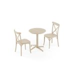 Tilia 2 Kişilik Polipropilen Masa Takımı (Moon Katlanır Masa Ø60 cm + Capri Sandalye) (Bej)