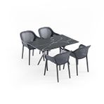 Tilia 4 Kişilik Bahçe, Balkon, Kafe Masa Takımı Siyah (ivy-l Masa Polipropilen Ayak Kompakt Tabla 77x120 Cm + Atra Sandalye)