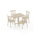 Tilia 4 Kişilik Polipropilen Bahçe, Balkon, Kafe Masa Takımı Bej (Moon Katlanır Masa 80x80 Cm + Gozo Sandalye) Çok Renkli