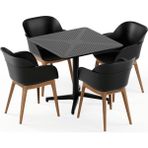 Tilia 4 Kişilik Polipropilen Masa Takımı Siyah (Moon Katlanır Masa 80X80 cm + Shell-WP Kollu Sandalye) - Bahçe, Balkon, Teras, Veranda, Havuz Başı, Dış Mekan, Kafe, Restoran, Otel İçin
