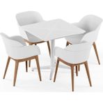 Tilia 4 Kişilik Polipropilen Masa Takımı Süt Beyaz (Moon Katlanır Masa 80X80 cm + Shell-WP Kollu Sandalye) - Bahçe, Balkon, Teras, Veranda, Havuz Başı, Dış Mekan, Kafe, Restoran, Otel İçin