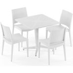 Tilia 4 Kişilik Polipropilen Masa Takımı Süt Beyaz (Moon Katlanır Masa 80X80 cm + Specto Sandalye) - Bahçe, Balkon, Teras, Veranda, Havuz Başı, Dış Mekan, Kafe, Restoran, Otel İçin