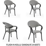 Tilia Flash-N 4 Adet Polipropilen Kollu Sandalye Siyah Ayak, Siyah Beyaz File - Siyah - Beyaz