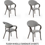 Tilia Flash-N 4 Adet Polipropilen Kollu Sandalye Venge Ayak, Siyah Beyaz File - Bahçe, Balkon, Teras, Veranda, Havuz Başı, Dış Mekan, Kafe, Restoran, Otel İçin