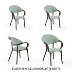 Tilia Flash-N 4 Adet Polipropilen Kollu Sandalye Venge Ayak, Yeşil Beyaz File