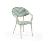Tilia Flash-N Polipropilen Kollu Sandalye Bej İskelet - Bahçe, Balkon, Teras, Havuz Kenarı, İç ve Dış Mekan, Kafe, Restoran İçin, İstiflenebilir, UV Korumalı, Dayanıklı (Bej Yeşil Beyaz)