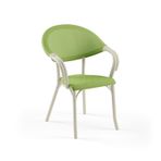 Tilia Flash-N Polipropilen Kollu Sandalye Bej İskelet - Bahçe, Balkon, Teras, Havuz Kenarı, İç ve Dış Mekan, Kafe, Restoran İçin, İstiflenebilir, UV Korumalı, Her Hava Koşuluna Dayanıklı (Bej Yeşil)