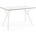 Tilia Ivy-L Polipropilen Masa Süt Beyaz Ayak, Beyaz Mermer Desen Kompakt Tabla 77X120 cm - Dış Mekan, Bahçe, Balkon, Kafe, Restoran Için - Beyaz - Beyaz