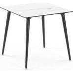Tilia Lamax-F Masa Siyah Metal Katlanabilir Ayak Beyaz Mermer Desen Kompakt Tabla 77X77 cm - Bahçe, Balkon, Kafe