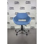 Tiliaoffice Monaco Kuaför Çalışma Koltuğu - Krom Yonca Sabit Ayak V11 - Açık Mavi