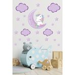 Tilki Dünyası Ay Üzerinde Uyuyan Unicorn Çocuk Odası Duvar Sticker