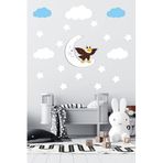 Tilki Dünyası Bebek Çocuk Beyaz Yıldızlar Ve Mavi Bulutlar Sevimli Kartal Dekoratif Odası Duvar Sticker