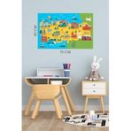 Tilki Dünyası Eğitici Renkli Türkiye Haritası Çocuk Odası Duvar Stickerı - 70x45 cm - Su Geçirmez & Leke Tutmaz Dekoratif Duvar Çıkartması