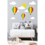 Tilki Dünyası Renkli Uçan Balonlar,beyaz Bulutlar, Güneş Çocuk Odası Duvar Sticker