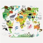 Tilki Dünyası TILKI-74933 Eğitici Renkli Dünya Haritası Dünya Atlası Çocuk ve Bebek Duvar Sticker