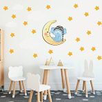 Tilki Dünyası TILKI-75976 Uyuyan Fil Yıldızlar ve Beyaz Bulutlar Dekoratif Bebek Çocuk Odası Duvar Sticker