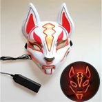 Tilki Kırmızı Cadılar Bayramı Maskesi Sevimli Kedi Tilki Vendetta El Tel Maske Parlayan Dans Karnaval Parti Maskeleri Için Yanıp Sönen Cosplay LED Neon Kostüm Maskesi (Yurt Dışından) - Renkli - Yok