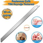 Tilki Kuyruğu Kurban Et Kemik Kesme Testeresi Paslanmaz Çelik Bıçak Buz Kesme Bıçağı Ağzı Ucu 30 Cm
