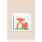 Tilki Temalı Katmanlı Mdf - Çocuk ve Bebek Odası Duvar Tablosu 33x33x2.5 Cm