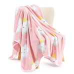 TILLYOU Erkek ve Kız Çocuklar için Bebek Battaniyesi, Erkek Kız Çocukları için Flanel Bulanık Bebek Battaniyesi, 100 x 132 cm, Pembe Bulut