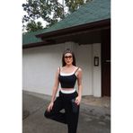 timagna Kadın İkili Takım Birleşik Askılı Crop Top Birleşik Detaylı Geniş Paça Pantolon Alt Üst Takım