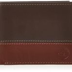 Timberland Erkek Deri Passcase Trifold Cüzdan Hibrit, Kahverengi/Konyak, Bir Boyut