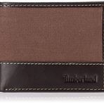 Timberland Erkek taban çizgisi deri tuval cüzdan ekli Flip cep ile, Kahverengi, Tek Beden