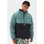 Timberland Progressive Utility Pullover Puffer Erkek 1/2 Fermuarlı Kapüşonlu Şişme Mont Siyah-Yeşil - Siyah - Haki