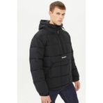 Timberland Progressive Utility Pullover Puffer Erkek 1/2 Fermuarlı Kapüşonlu Şişme Mont Siyah