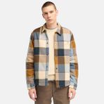 Timberland Sherpa Lined Plaid Erkek Klasik Yaka Gömlek - Kahverengi - Mavi - Bej
