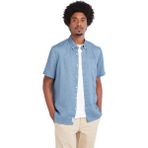 Timberland TB0A2DCC Mavi Linen Erkek Kısa Kollu Gömlek