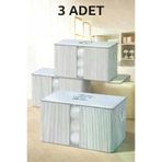 Timburly 3xd117hurc 3 Adet Home Sweet Home Çizgili Baza Altı Dolap Üstü Büyük Yastık Yorgan Kazak Hurcu 41X64X35Cm D117