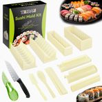 TIMDAM Suşi Yapma Seti, 12 Adet Suşi Yapma Seti, Suşi Kalıpları Presi ile Suşi Pirinç Kalıp Şekilleri, Yeni Başlayanlar İçin Suşi Seti, DIY Ev Onigiri Kalıp Suşi Aracı Mutfak Aksesuarları