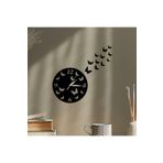 Time Collection Uçan Kelebekler Duvar Saati, (SİYAH) 25 Cm
