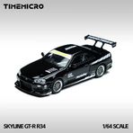 TimeMicro 1:64 Nissan Skyline GT-R R34 Siyah JDM Diecast Model Araba