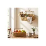 TİMİON 2’li Duvar Askılı Plastik Rattan Organizer – Oval Hasır Görünümlü Mutfak Raf Sepeti, Banyo ve Ev İçi