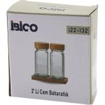 Timion 2pcs Bambu Kapaklı Cam Tuzluk - Biberlik - Baharatlık 120ML (5148) - Renkli - 120 ml