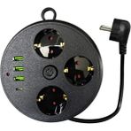 Timion Akım Korumalı Çoklu Priz 3 Priz 3 USB 1 Type C 2 Metre Kablo Güvenli Şarj - Çok Renkli