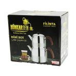 Timion Filinta Mini Boy Çelik Çaydanlık Seti Çift Kapaklı Renkli Bakalit Kulp Üst Demlik: 1lt - Alt Suluk: 1.5lt Kendinden Süzgeçli (5148) - 1 Adet