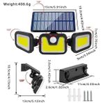 Timion Üçlü Solar LED Projektör – Beyaz Işık – Sensörlü Dış Mekân Aydınlatma (5148) - Renkli