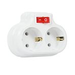 TİMSAL 2'li Anahtarlı Golyat, İkili Topraklı Priz Çoklayıcı Fiş, Beyaz renk, 16A 250 Volt, Max 3600 Watt (Beyaz)