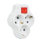 TİMSAL 3lü Anahtarlı Golyat, Üçlü Topraklı Priz Duvar Tipi Çoklayıcı Fiş, 16A 250 Volt, Max 3600 Watt (Beyaz)