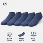 Tina Atelier 5çift Erkek-Kadın Düz Spor Sneaker Patik Çorap Unisex (Jean Set) - 39 - 42